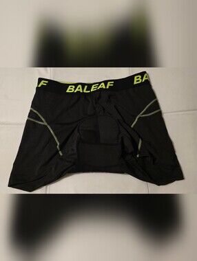 BALEAF Men's Padded Cycling Shorts XXXL Black Neon Green Bike Compression NEW